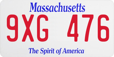 MA license plate 9XG476
