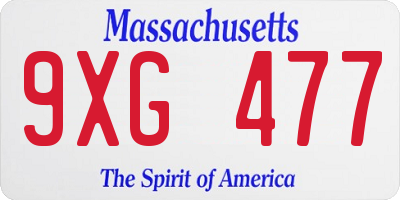 MA license plate 9XG477
