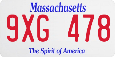 MA license plate 9XG478