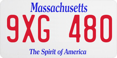 MA license plate 9XG480