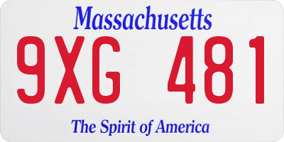 MA license plate 9XG481