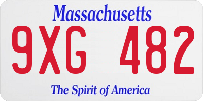 MA license plate 9XG482