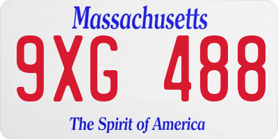 MA license plate 9XG488
