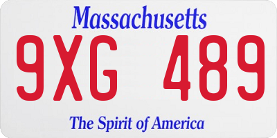 MA license plate 9XG489