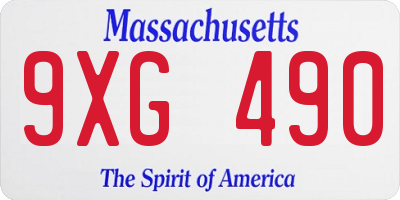 MA license plate 9XG490