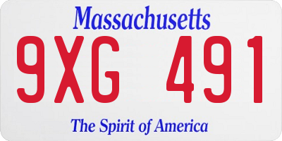 MA license plate 9XG491