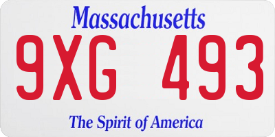 MA license plate 9XG493
