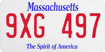 MA license plate 9XG497