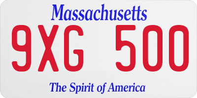 MA license plate 9XG500