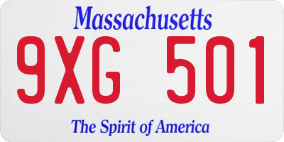MA license plate 9XG501
