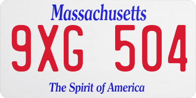 MA license plate 9XG504