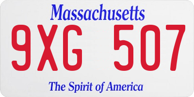 MA license plate 9XG507