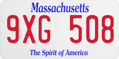 MA license plate 9XG508