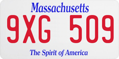 MA license plate 9XG509