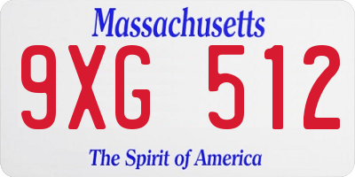 MA license plate 9XG512