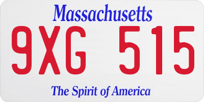 MA license plate 9XG515