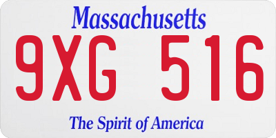 MA license plate 9XG516