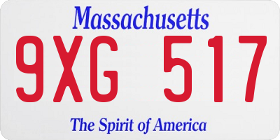 MA license plate 9XG517