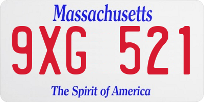 MA license plate 9XG521