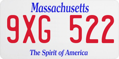 MA license plate 9XG522