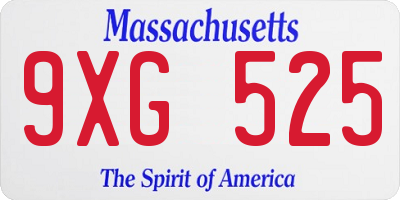 MA license plate 9XG525