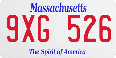 MA license plate 9XG526