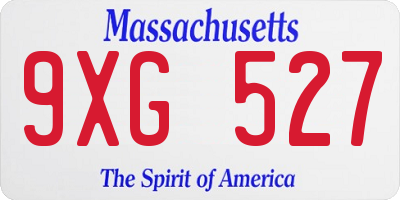 MA license plate 9XG527