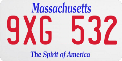 MA license plate 9XG532