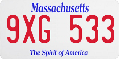 MA license plate 9XG533