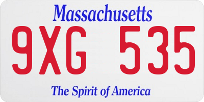 MA license plate 9XG535