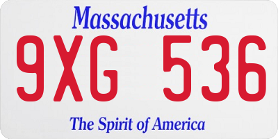 MA license plate 9XG536