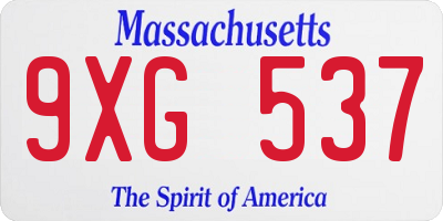 MA license plate 9XG537