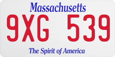 MA license plate 9XG539