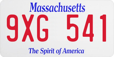 MA license plate 9XG541