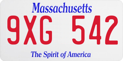 MA license plate 9XG542