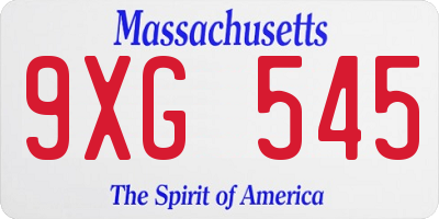 MA license plate 9XG545