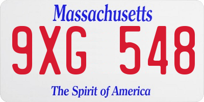 MA license plate 9XG548
