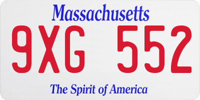 MA license plate 9XG552