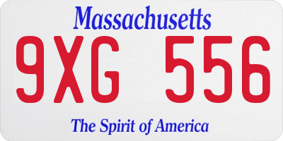 MA license plate 9XG556