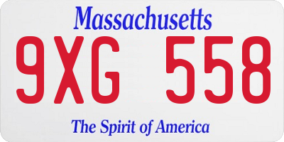 MA license plate 9XG558