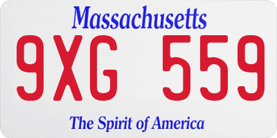 MA license plate 9XG559