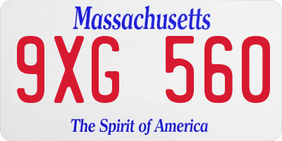 MA license plate 9XG560