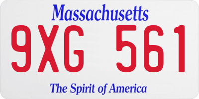MA license plate 9XG561
