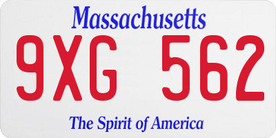 MA license plate 9XG562