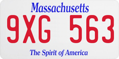 MA license plate 9XG563