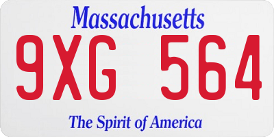 MA license plate 9XG564