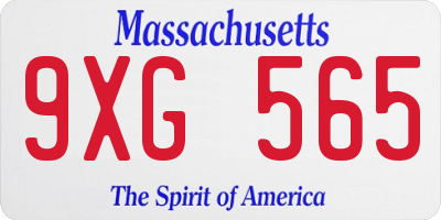 MA license plate 9XG565