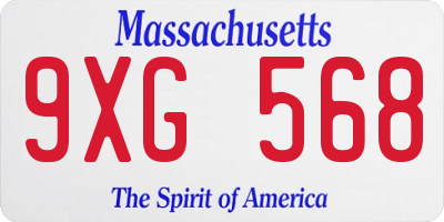 MA license plate 9XG568