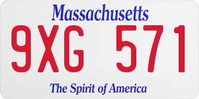 MA license plate 9XG571
