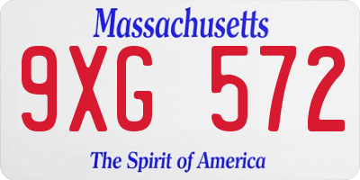 MA license plate 9XG572